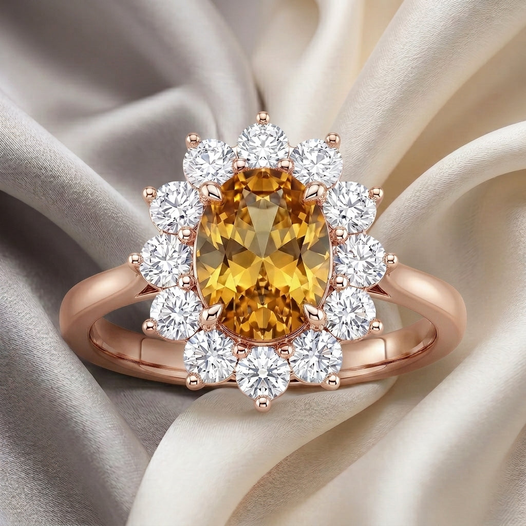 Natural Citrine Roselle Ring in 925 Sterling Silver