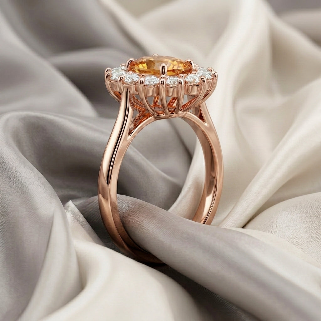 Natural Citrine Roselle Ring in 925 Sterling Silver