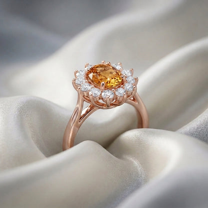 Natural Citrine Roselle Ring in 925 Sterling Silver