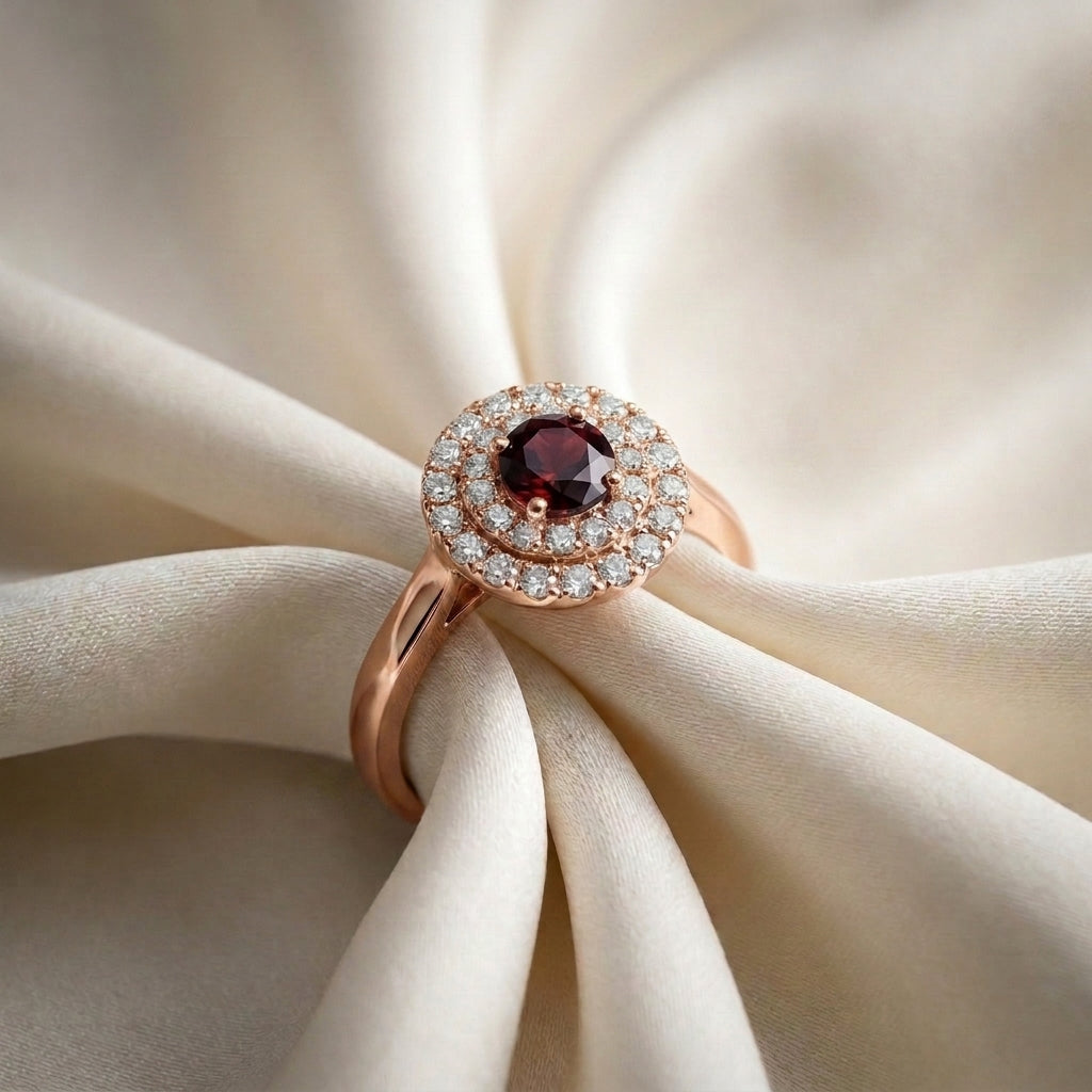 Natural Red Garnet The Dazzle Ring in 925 Sterling Silver