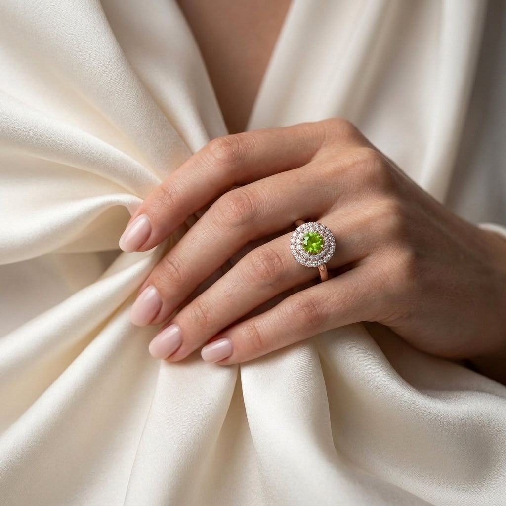 Natural Peridot The Dazzle Ring in 925 Sterling Silver