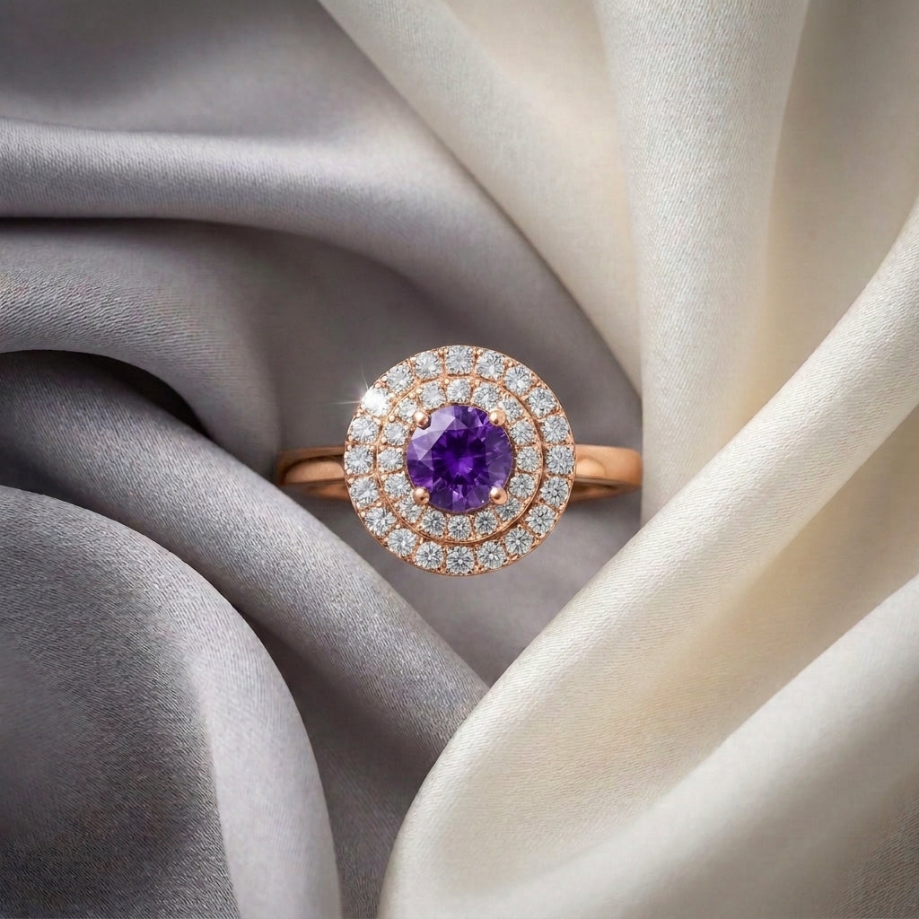 Natural Amethyst The Dazzle Ring in 925 Sterling Silver