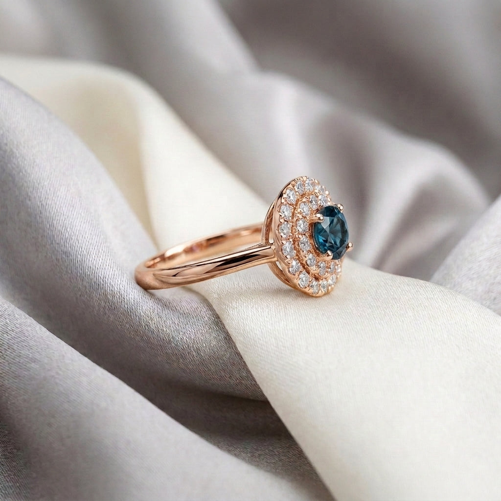 Natural London Blue Topaz The Dazzle Ring in 925 Sterling Silver