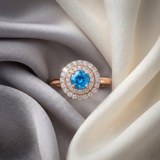 Natural Swiss Blue Topaz The Dazzle Ring in 925 Sterling Silver
