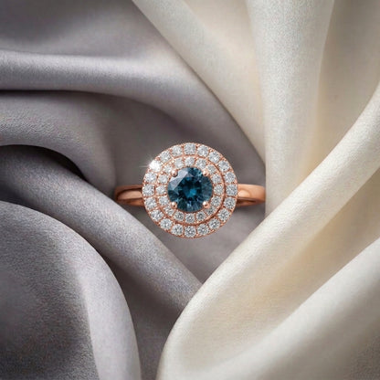 Natural London Blue Topaz The Dazzle Ring in 925 Sterling Silver