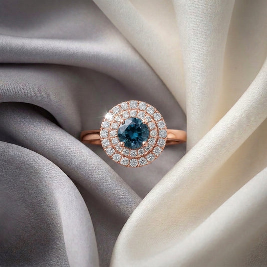 Natural London Blue Topaz The Dazzle Ring in 925 Sterling Silver