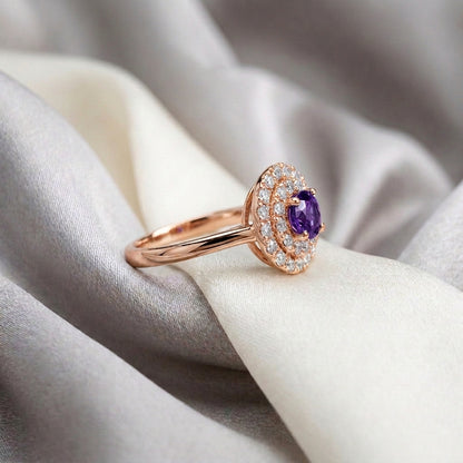 Natural Amethyst The Dazzle Ring in 925 Sterling Silver