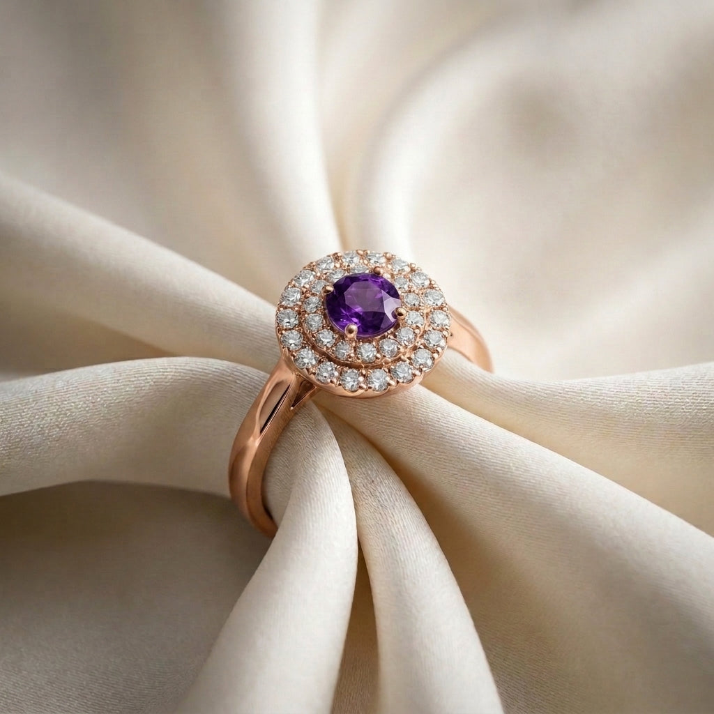 Natural Amethyst The Dazzle Ring in 925 Sterling Silver