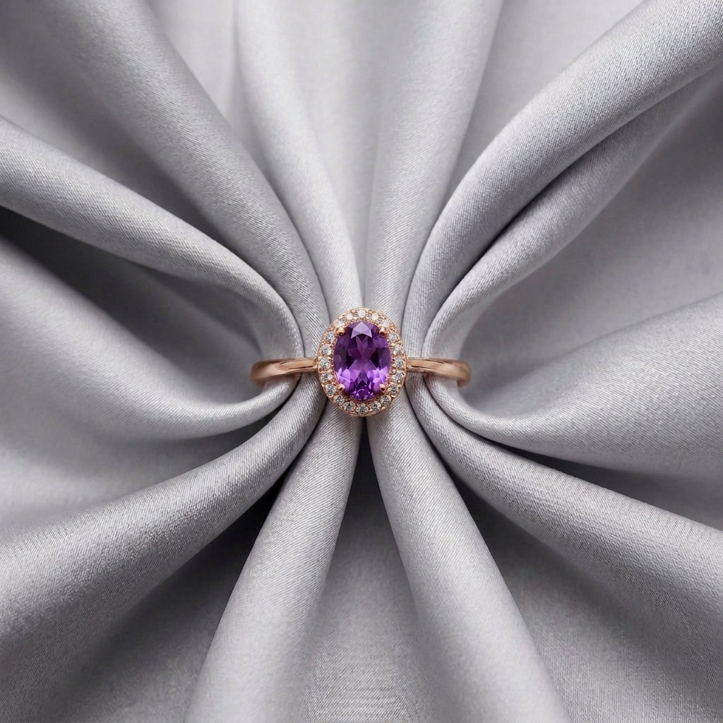 Natural Amethyst Venus Ring in 925 Sterling Silver