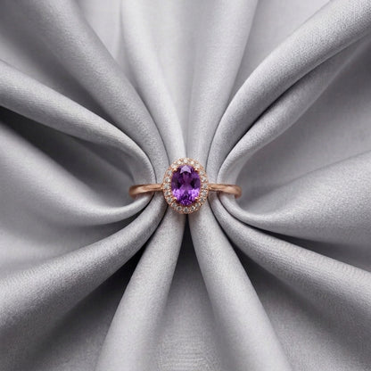 Natural Amethyst Venus Ring in 925 Sterling Silver