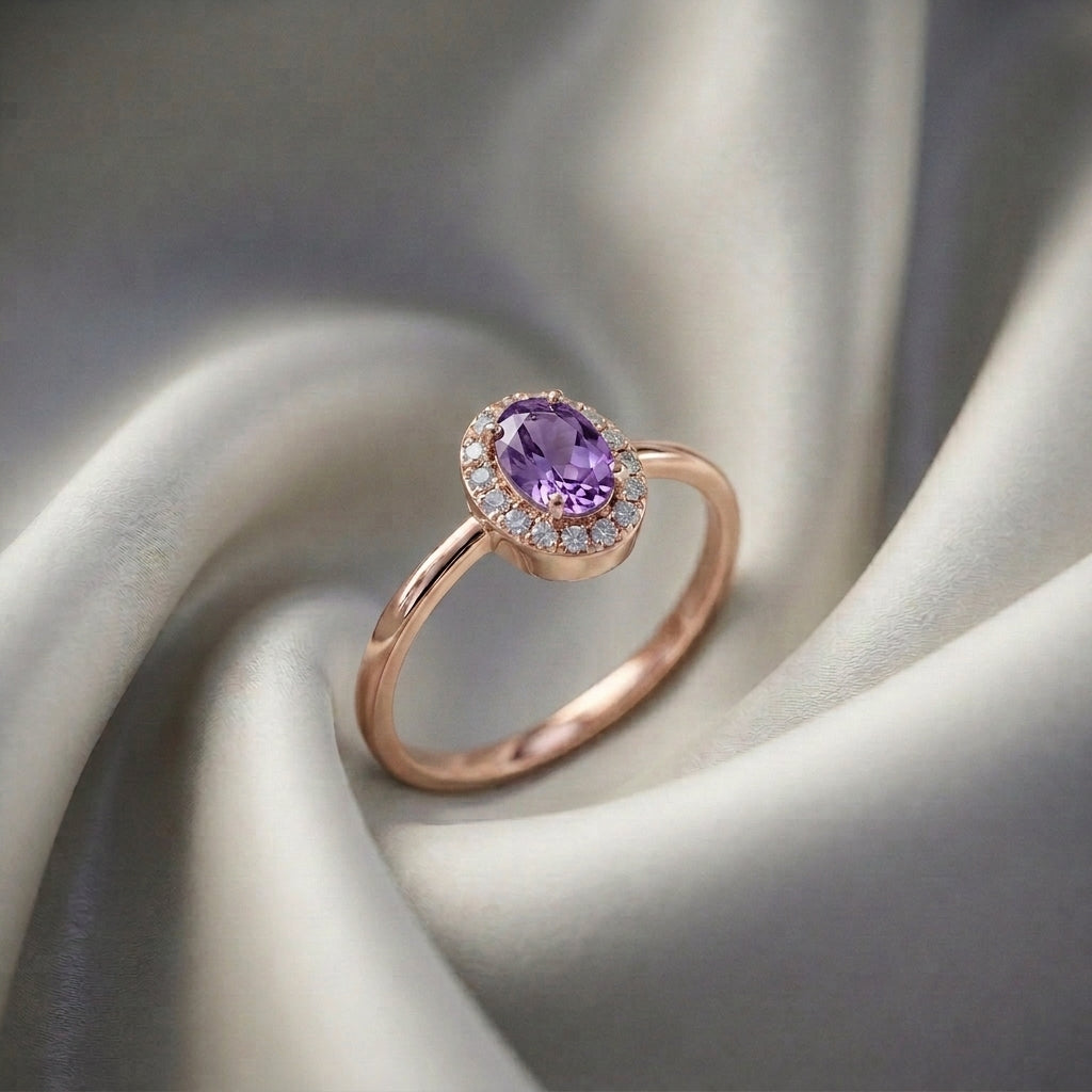 Natural Amethyst Venus Ring in 925 Sterling Silver