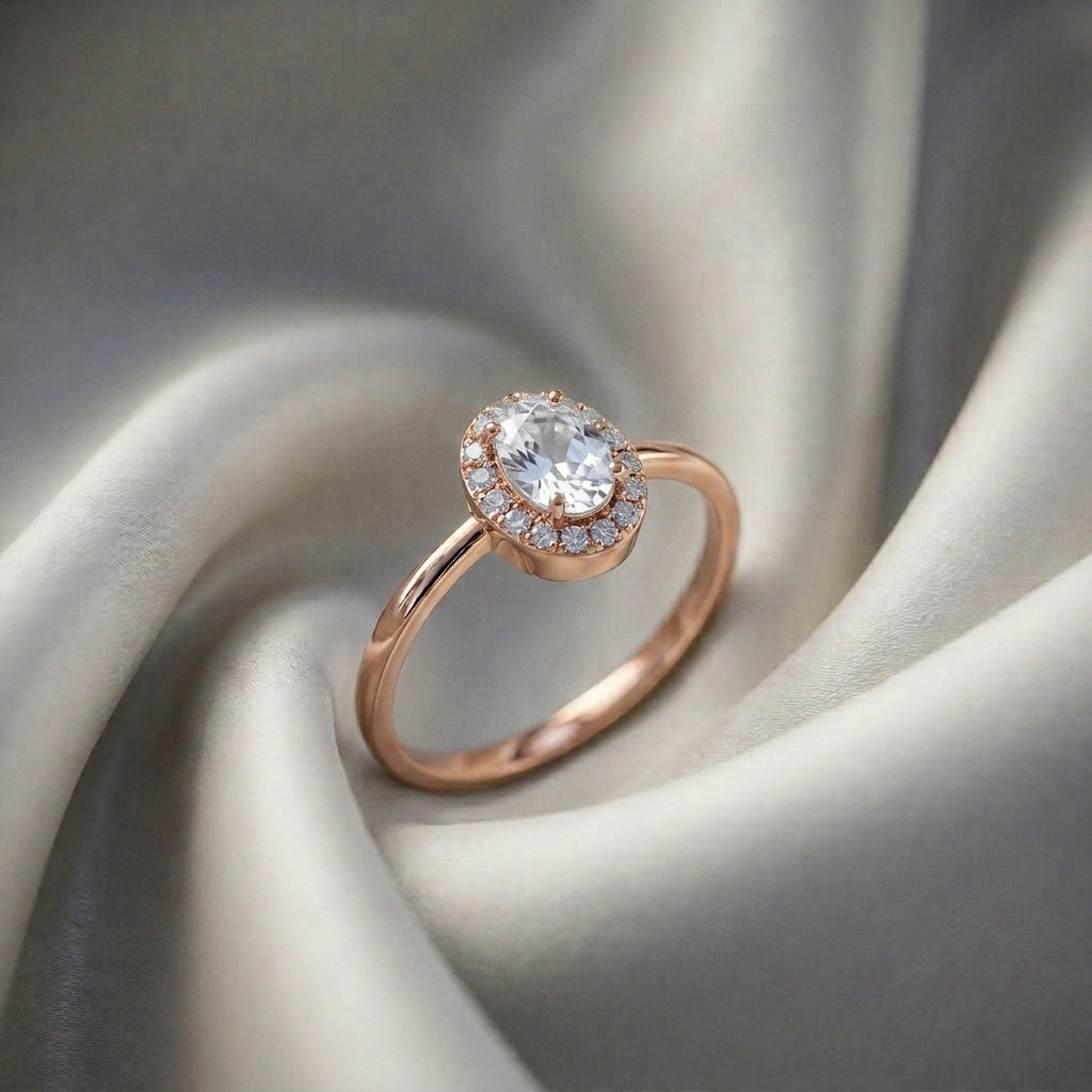Natural White Topaz Venus Ring in 925 Sterling Silver