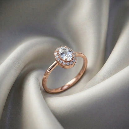 Natural White Topaz Venus Ring in 925 Sterling Silver