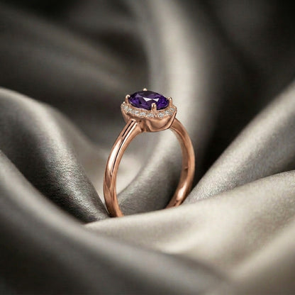 Natural Amethyst Venus Ring in 925 Sterling Silver