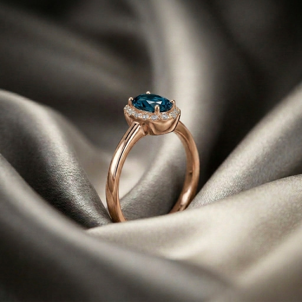 Natural London Blue Topaz Venus Ring in 925 Sterling Silver