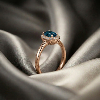 Natural London Blue Topaz Venus Ring in 925 Sterling Silver