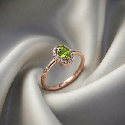 Natural Peridot Venus Ring in 925 Sterling Silver