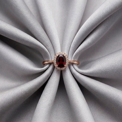 Natural Red Garnet Venus Ring in 925 Sterling Silver