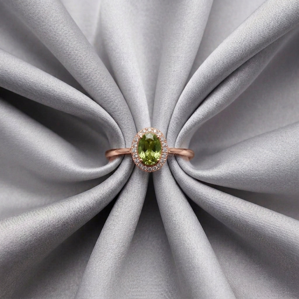 Natural Peridot Venus Ring in 925 Sterling Silver