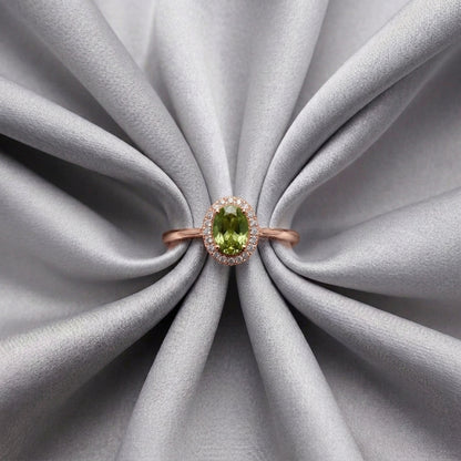 Natural Peridot Venus Ring in 925 Sterling Silver
