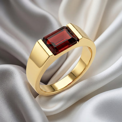 Natural Red Garnet Prestige Ring in 925 Sterling Silver