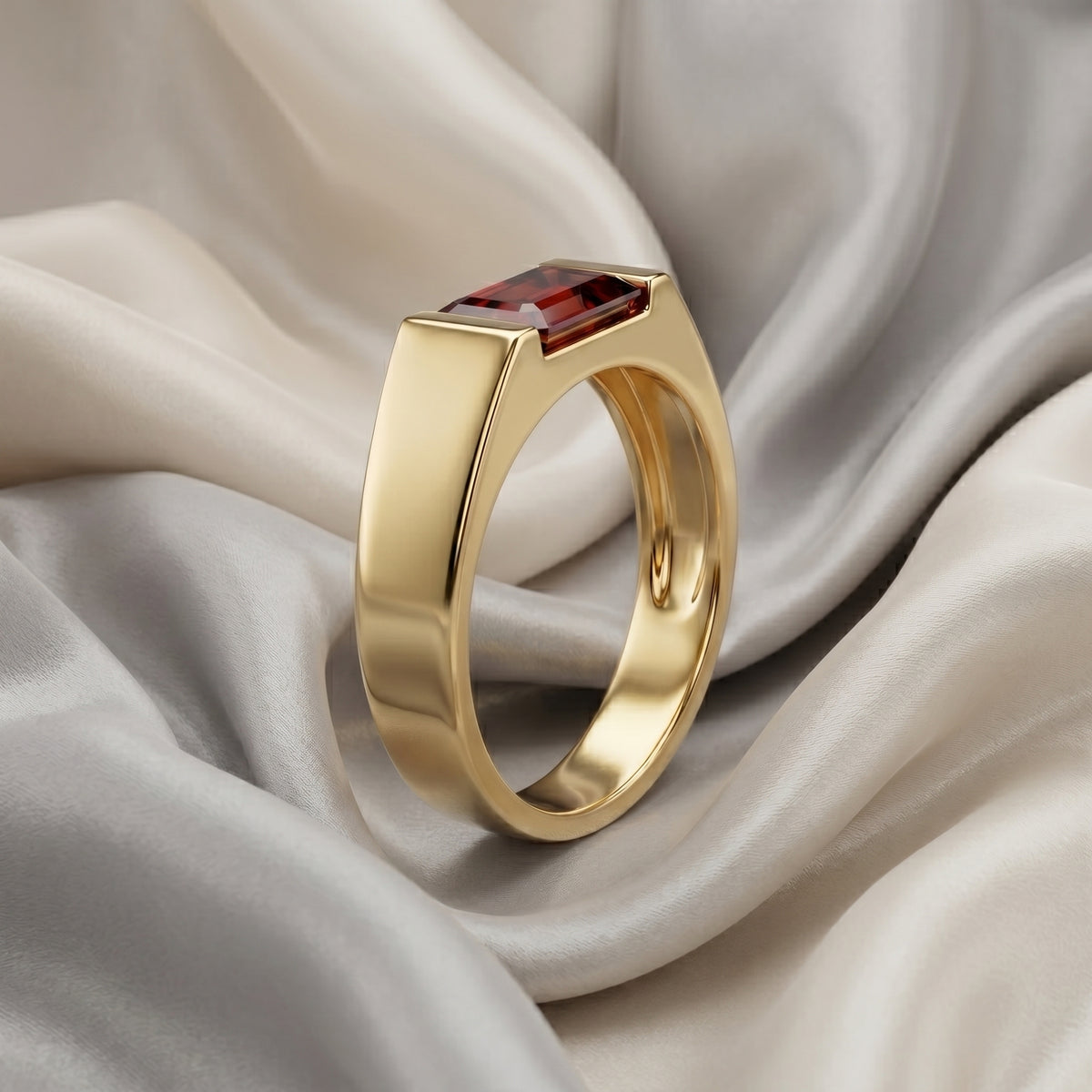 Natural Red Garnet Prestige Ring in 925 Sterling Silver