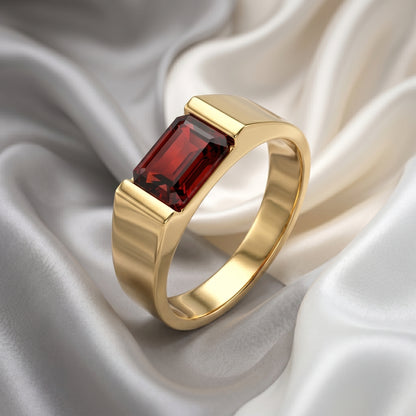 Natural Red Garnet Prestige Ring in 925 Sterling Silver