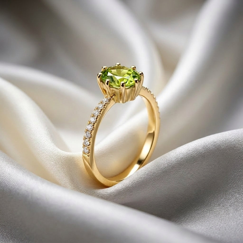 Natural Peridot Serenity Ring in 925 Sterling Silver