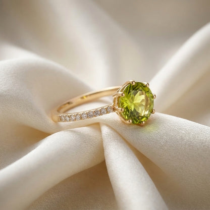 Natural Peridot Serenity Ring in 925 Sterling Silver