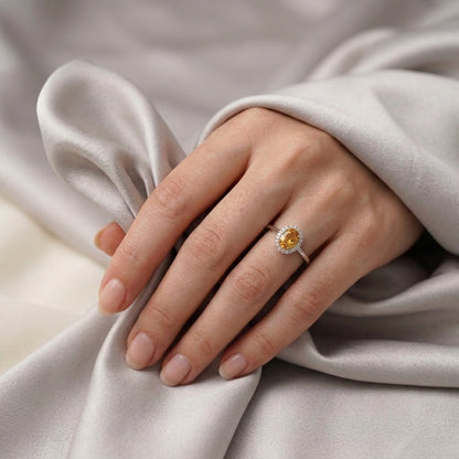 Natural Citrine Venus Ring in 925 Sterling Silver