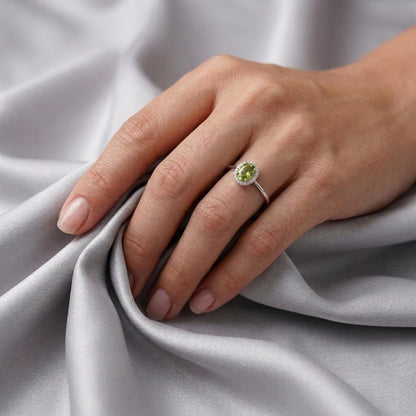 Natural Peridot Venus Ring in 925 Sterling Silver