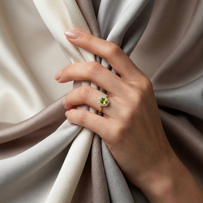 Natural Peridot The Dahlia Ring in 925 Sterling Silver