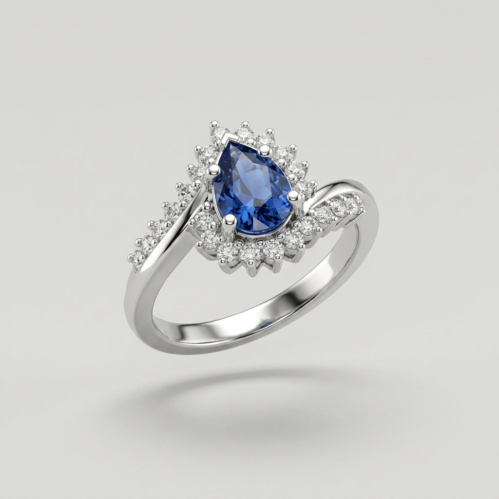 Natural Blue Sapphire Regal Tiara Ring