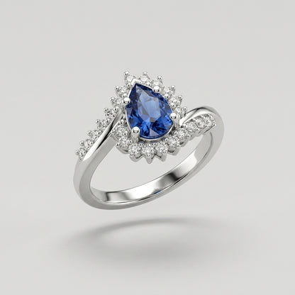 Natural Blue Sapphire Regal Tiara Ring