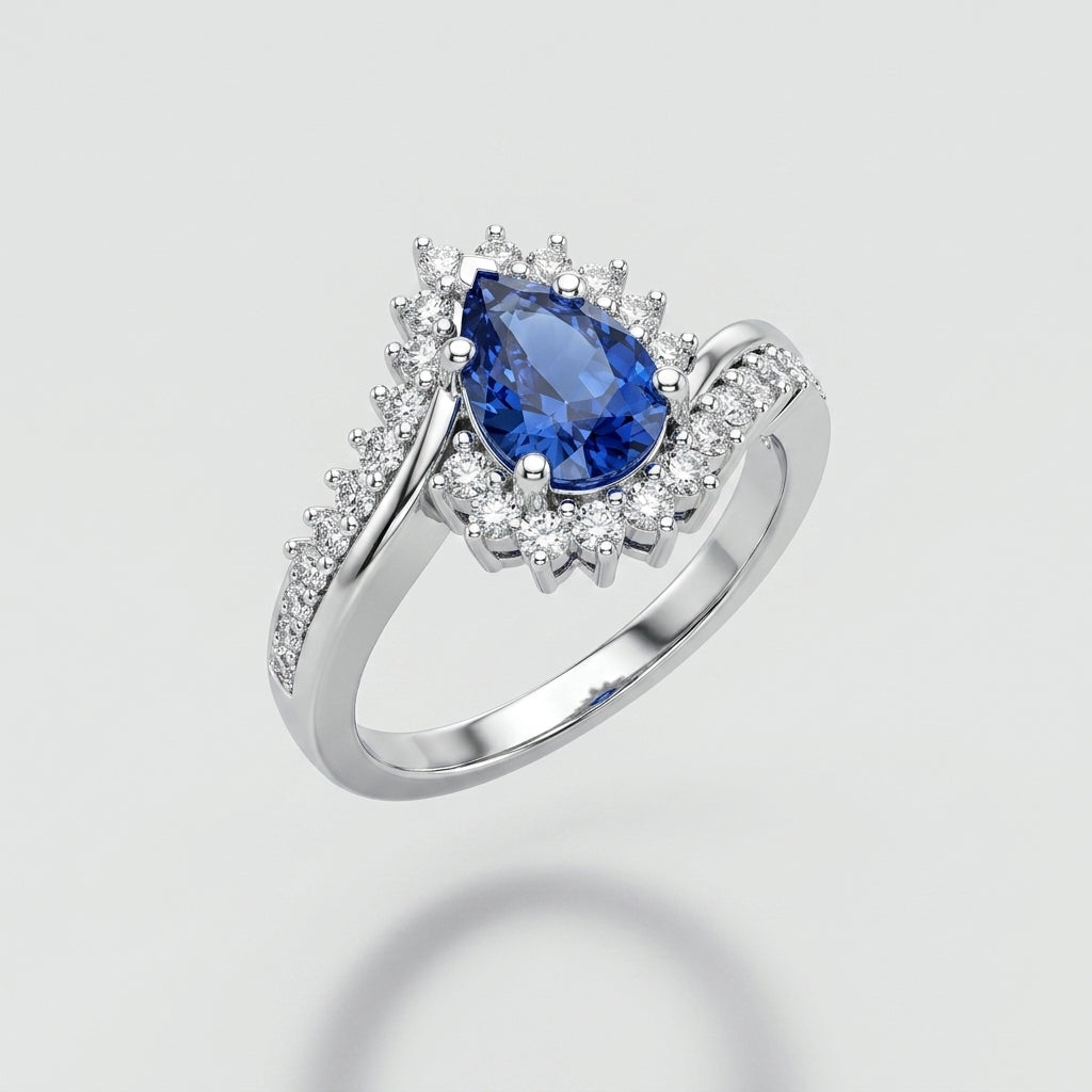 Natural Blue Sapphire Regal Tiara Ring