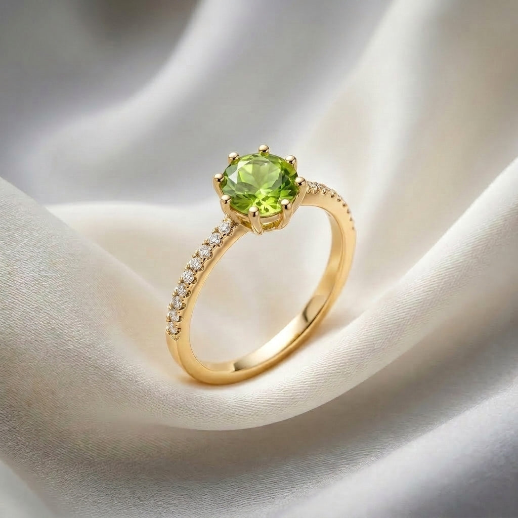 Natural Peridot Serenity Ring in 925 Sterling Silver