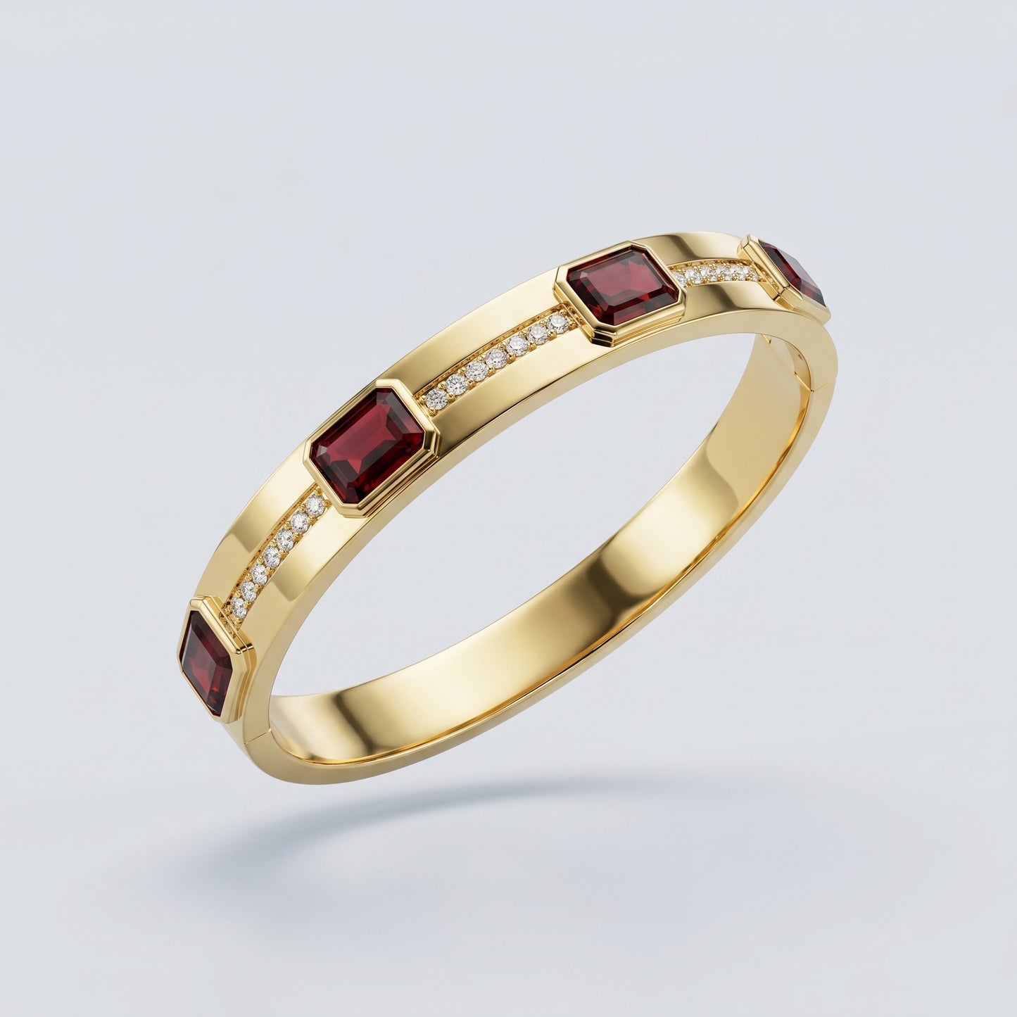 Natural Garnet Geometric Statement Bangle