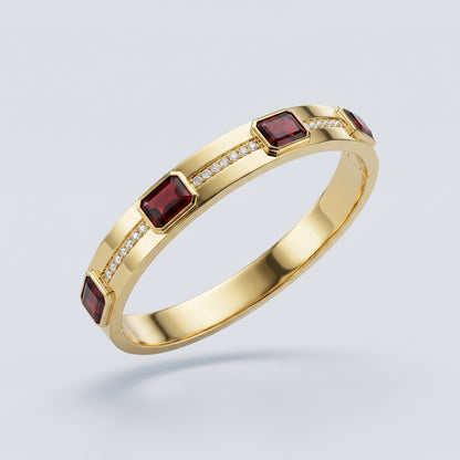 Natural Garnet Geometric Statement Bangle