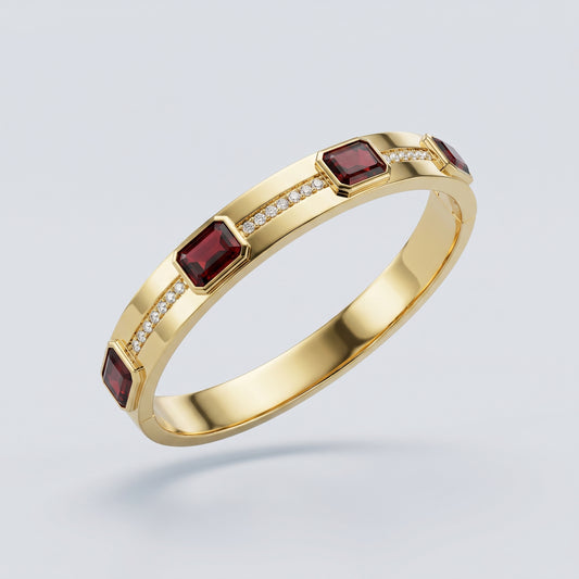 Natural Red Garnet Pdjewel Statement Bangle