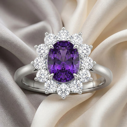 Natural Amethyst Roselle Ring in 925 Sterling Silver