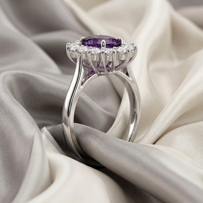 Natural Amethyst Roselle Ring in 925 Sterling Silver