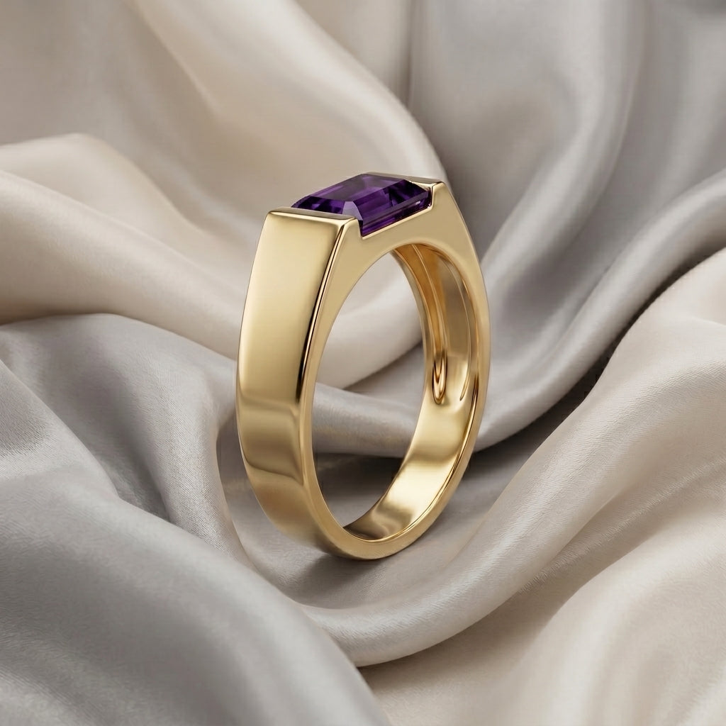 Natural Amethyst Prestige Ring in 925 Sterling Silver