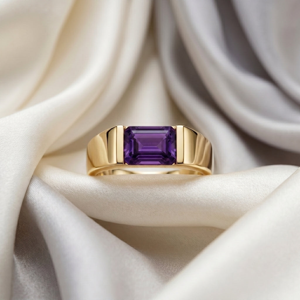 Natural Amethyst Prestige Ring in 925 Sterling Silver