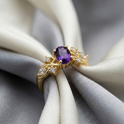 Natural Amethyst The Willow Ring in 925 Sterling Silver