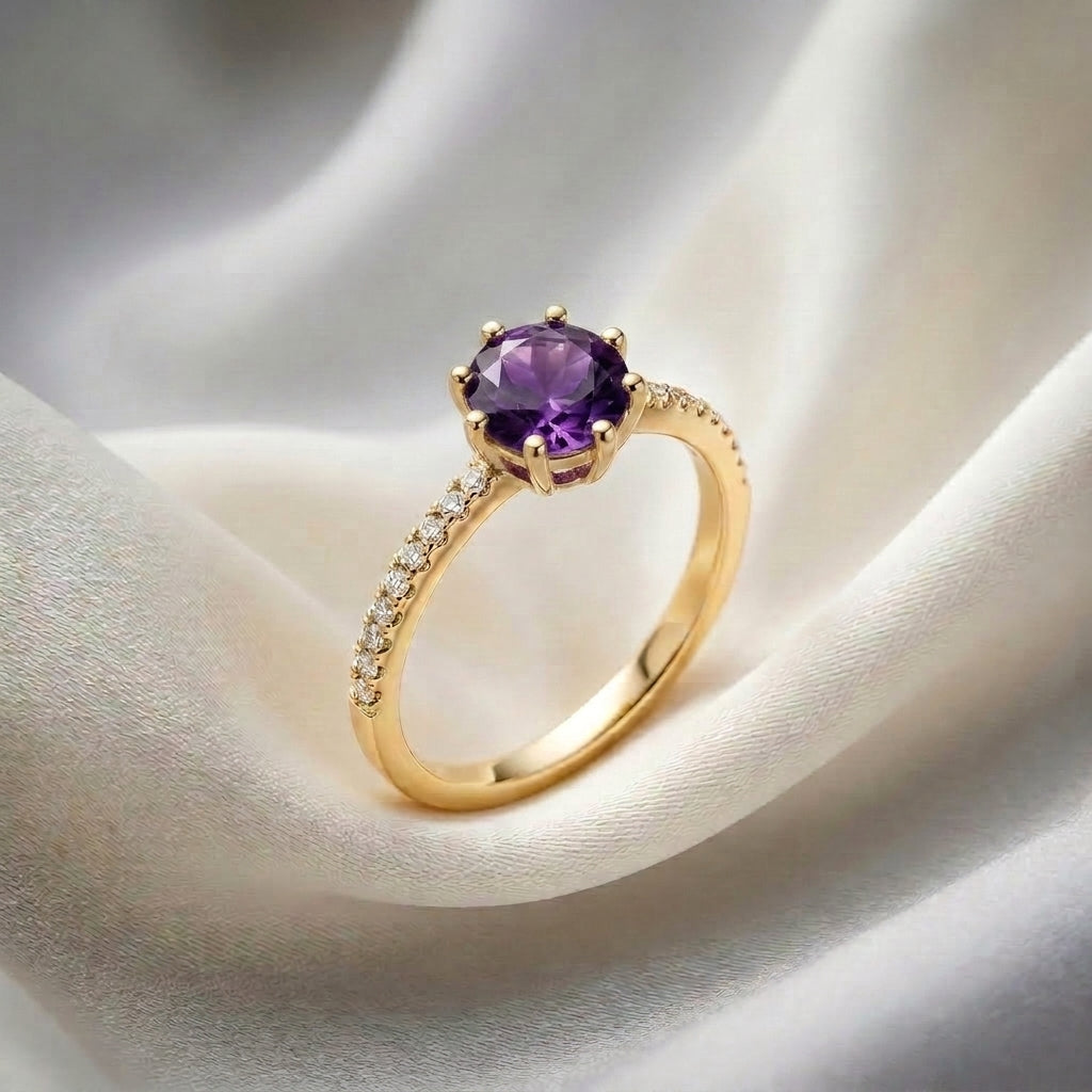 Natural Amethyst Serenity Ring in 925 Sterling Silver
