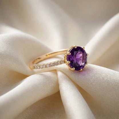 Natural Amethyst Serenity Ring in 925 Sterling Silver