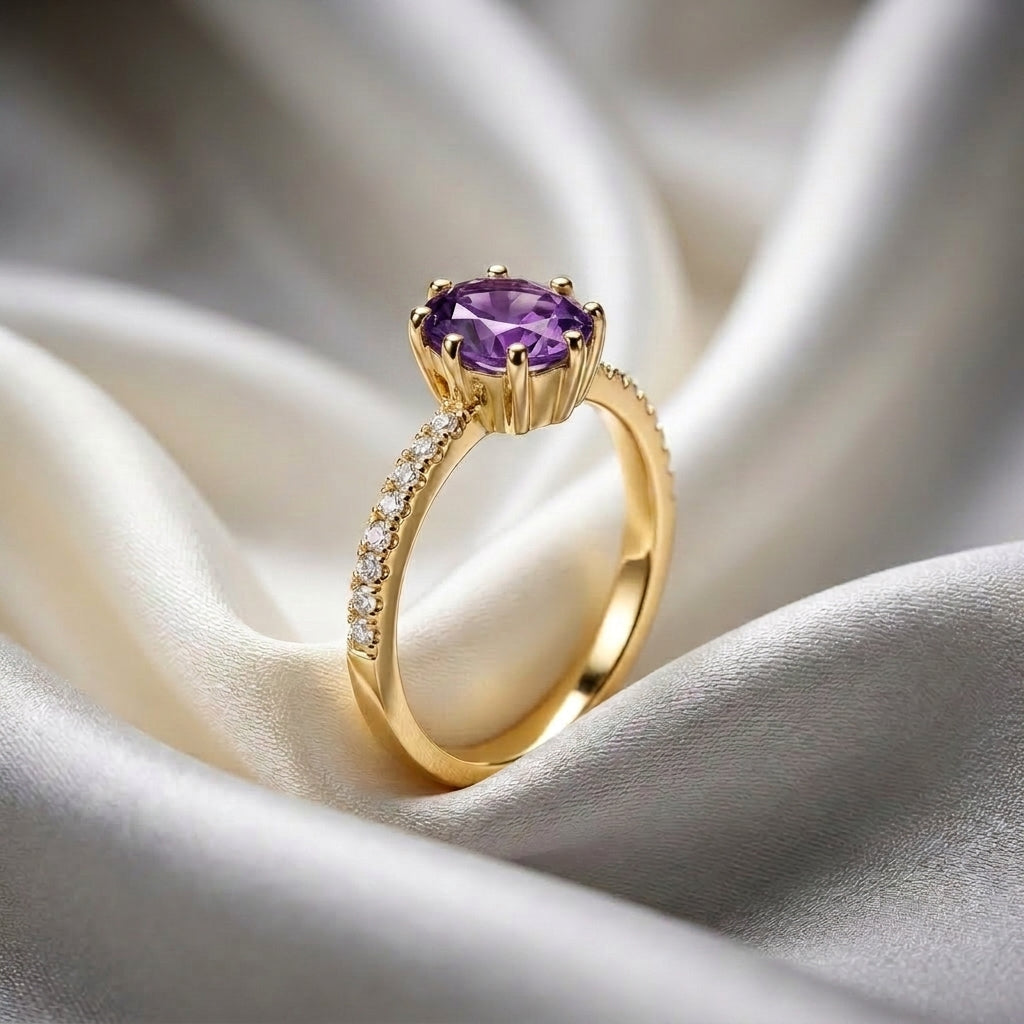 Natural Amethyst Serenity Ring in 925 Sterling Silver