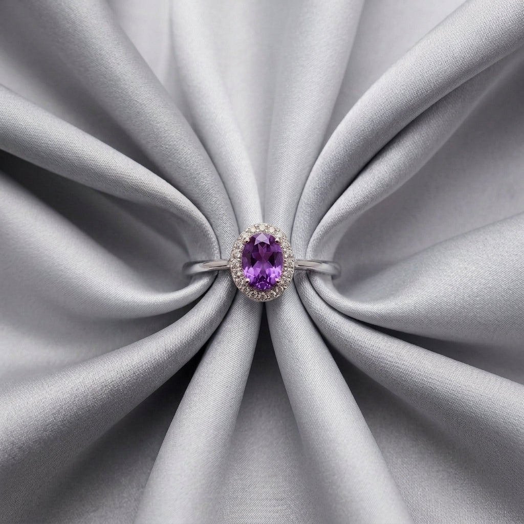 Natural Amethyst Venus Ring in 925 Sterling Silver
