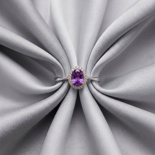 Natural Amethyst Venus Ring in 925 Sterling Silver