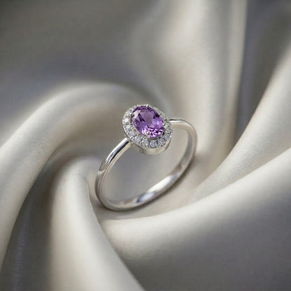 Natural Amethyst Venus Ring in 925 Sterling Silver